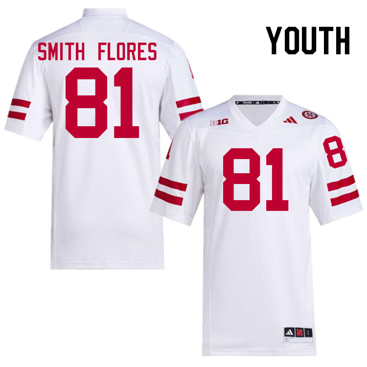 Youth #81 Ismael Smith Flores Nebraska Cornhuskers College Football Jerseys Stitched Sale-White